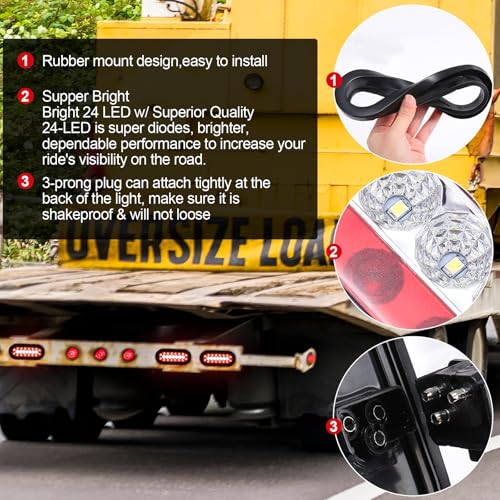 Sumind 10 Pcs 6" Oval LED Trailer Tail Lights, 24 LED Trailer Marker Lights 12v Brake Stop Ip67 Waterproof Sealed Flush Mount for Truck Rv Boat (Amber) by Sumind - Image 4