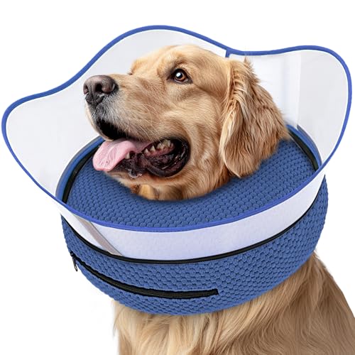 Image of Supet Raised Inflatable Dog Cone Alternative Collars for After Surgery, Dog Donut Collar After Surgery, Soft Pet Cone for Small Medium Large Dogs to Stop Licking