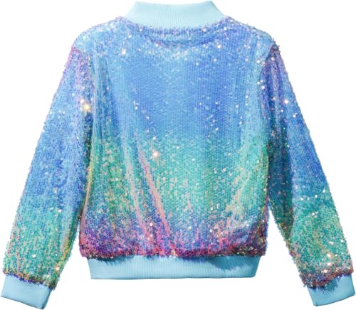 Image of Girls Sequin Bomber Jacket Sparkly Bomber Zipper Outfit 5-12T | Lightweight Sequin Jackets with Pockets