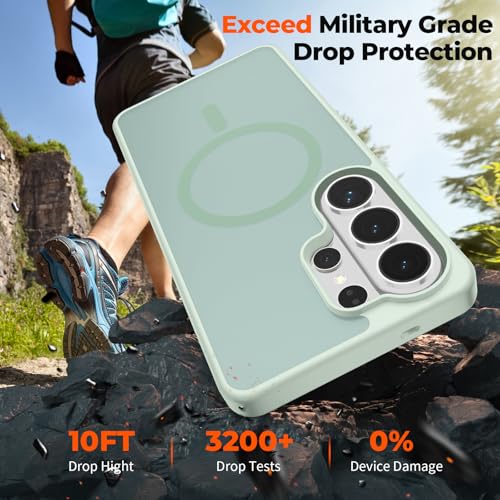 Image of SUPFINE Magnetic for Samsung Galaxy S26 Ultra Case with Screen Protector, (Built-in Magnets) (Military Grade Drop Protection) Slim Translucent Shockproof Phone Case,Light Green