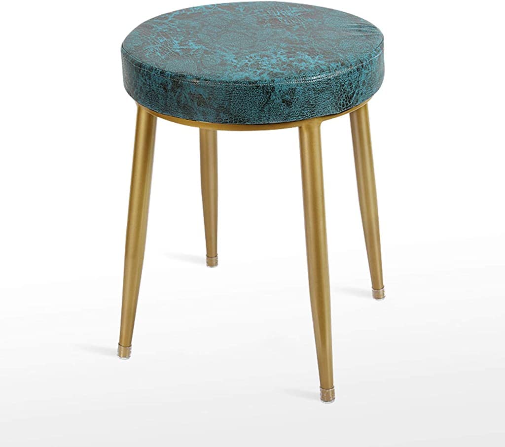 Taburete de comedor bajo acolchado suave con estructura metálica decorativa