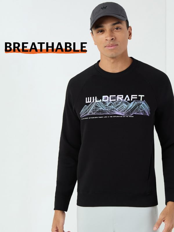 Image of Wildcraft Men Cotton Blend Sweat Shirt | Sweatshirt for Mens | Regular Fit |