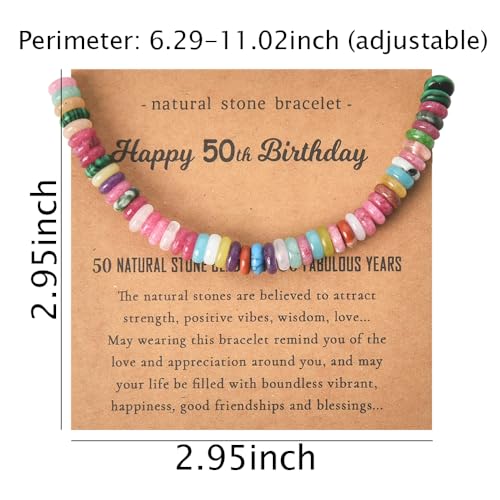Image of Natural Stone Bracelet for Women Birthday Gifts for Mom Daughter Beaded Bracelets for Bestie Sister Bead Bracelet for Grandma