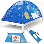 Outer Space Full Bed Tent for Kids Indoor Fort - Magical Dream Tents for Boys Pop Up Toddler Bed Canopy for Girls Bunk Bed Tent for Top Bunk - Sensory Sleep Pod for Kids Educational