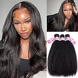 AliPearl Hair Kinky Straight Human Hair 3 Bundles Unprocessed Brazilian Virgin Yaki Straight Hair 3 Bundles Hair Extentions Wholesale Hair Deal Ali Pearl Hair Bundles (18'20'22''')