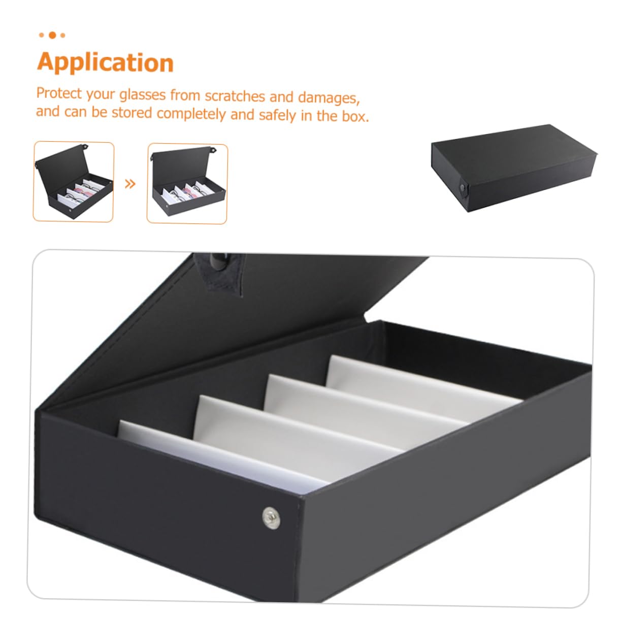 PACKOVE caja de almacenamiento de gafas Poseedor estuches de con esponja embalaje sunglasses organizer relojero organizador hombre organizador de gafas de sol Lentes cuero pu Black