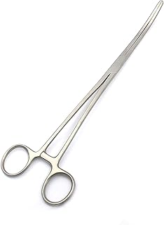 LAJA Imports Bozeman Dressing Forceps 10-Inch, Extra Long Clamp Double Curved, Stainless Steel, 10-Inch, Locking Ratchet