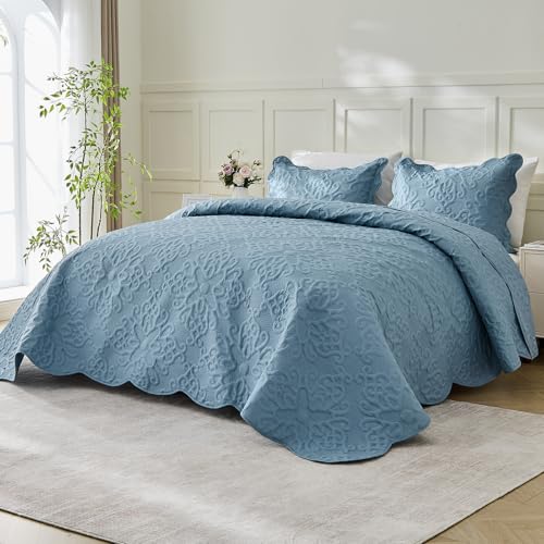 Image of Kingnex Oversized King Bedspreads 128x120 Dusty Blue