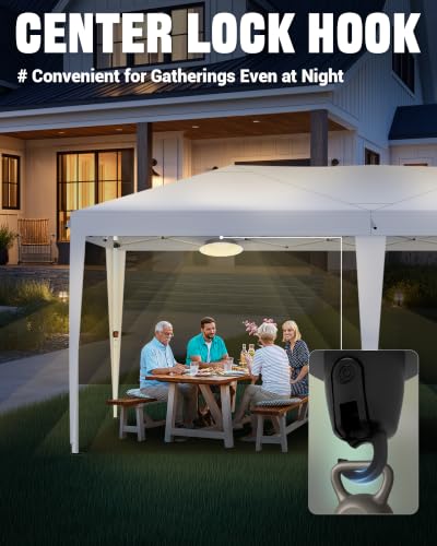 Image of 10x20 Pop Up Canopy Tent One Push Easy Setup Outdoor Party, White | Waterproof PA Silver Oxford with Sealed Seam& 4 Sandbags, One Push Canopy for Parties, Weddings, Backyard