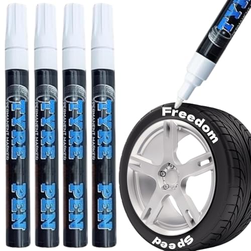 Autoreifenmarker, Reifenmalstifte,Auto Reifen Stift,4pcs Reifen Stift,Reifenstift Weiß,Hohe Kapazität Reifenstift,Wasserfest Auto Reifenmarker Reifen Lackstifte