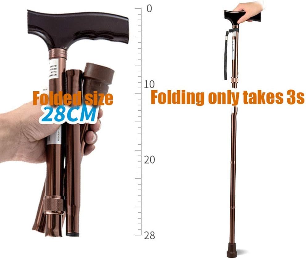 BJH 折りたたみステッキ 女性 男性 姿勢ウォーキングステッキ 折りたたみ式 高さ調節可能 ポータブル 自立式 軽量 滑り止め松葉