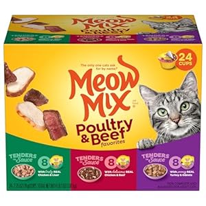 Meow Mix Tenders in Sauce Wet Cat Food, Poultry & Beef Variety Pack, 2.75 Ounce Cup (Pack of 24)