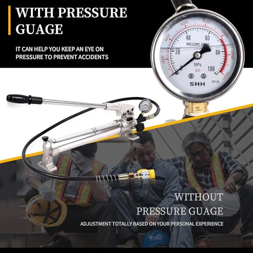 Image of CP-700 Hydraulic Pumps Hand Operated Pump 10000Psi - 900CC Aluminum Alloy Single Acting and 1.8M Hose with Pressure Gauge