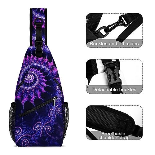 Men Women Unisex Sling Bag, for trippy purple tie dye Shoulder Bags, Chest Pack, Crossbody Or Chest Bag For Travel Cycling Running Outdoor3