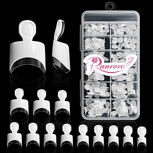 Ranrose French Nail Tips 120PCS Short Square Half Cover Nail Tips Press On Nails 12 Sizes French Fake Nails Acrylic White Nails with Box
