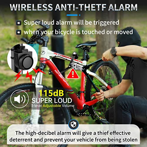 Padonow Wireless Remote Bike Alarm 2 Pack: 115 Db Loud Bicycle Vibration Motion Sensor Anti Theft Alarm Motorcycle Security System Alarm Waterproof Usb-C Rechargeable Multipurpose Vehicle Alert Device #TOP1