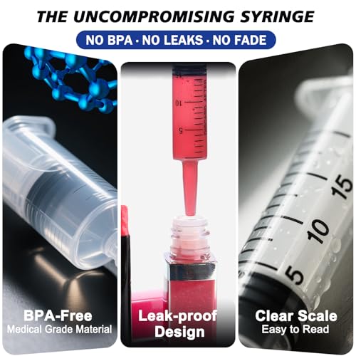60ml Syringe with Cap, 10 Pack Large Plastic Syringes without Needle for Liquid, Scientific Labs, Measurement, Pet Feeding, Ink Refilling, Jello Shots Food Thick Liquids, Irrigation Water
