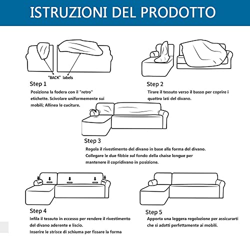 Copridivano con Penisola Elasticizzato,Fodere