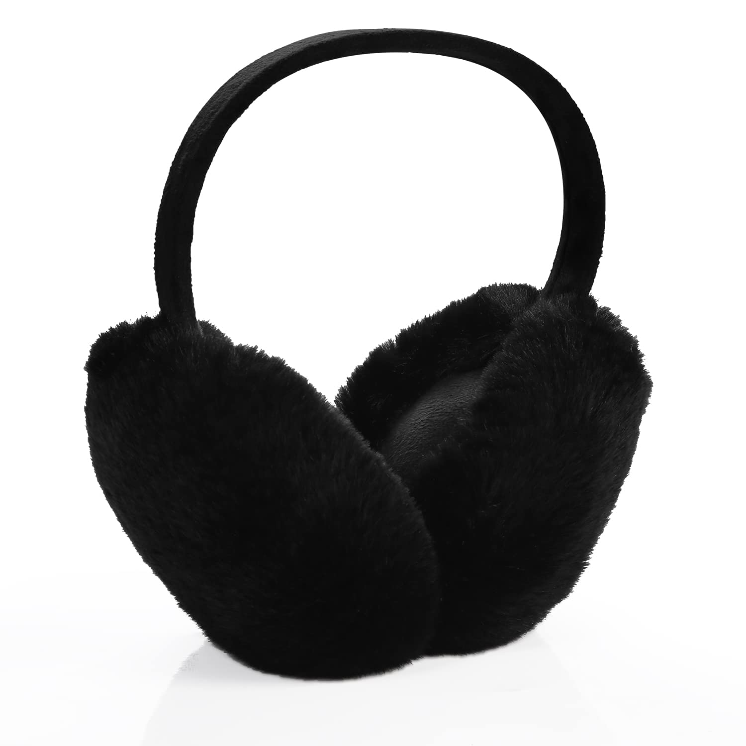 SAVITAWinter Ear Warmers, Cute Furry Winter Ear Muffs Warm Foldable Ear Covers for Cold Weather Outdoor Winter Women Girls (Black), S, (D29043)