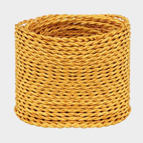 Image of LEDSone Gold 18 AWG Fabric Covered Electrical Wire 32.8ft 3 Conductor Twisted Cord 0.75mm Tinned Copper PVC Cable for Pendant Lights Chandeliers Lamp Rewiring DIY Indoor Projects