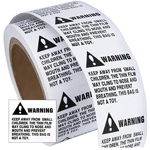 Super Sticky 2 Pack Suffocation Warning Labels. Bulk 1000Pc. Perforated 2X2 In Self Adhesive, Keep Away From Children, Choking Packaging Hazard Stickers. Ecom Approved Shipping Supply For Bag, Polybag #TOP10