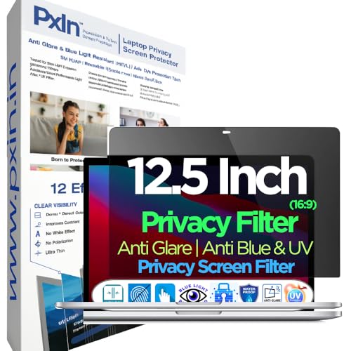Image of Pxin 12.5 Inch (16:9) Laptop Privacy Screen | Adv. StealthView | Laptop Ultra Privacy | Anti UV |Anti-Glare | Blue Light Block