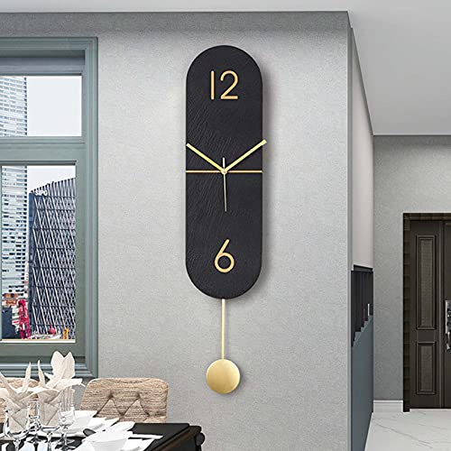 KFETCN Reloj de Pared con péndulo, silencioso, Creativo, Moderno, Minimalista, Decorativo, Reloj de Pared con Puntero de Metal de Pizarra para el hogar, la Sala de Estar, la Oficina, el Dormitorio