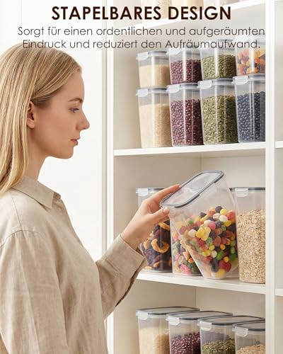 Radikor Vorratsdosen mit Deckel luftdicht, 24 Stück, Stapelbare Vorratsbehälter BPA-frei, Frischhaltedosen als Aufbewahrungsbox Küche für Lebensmittelaufbewahrung, für Mehl, Müsli & Pasta