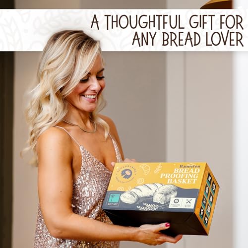Superbaking 10" Oval Banneton Bread Proofing Basket Gift Set – Sourdough Starter Kit for Crusty Artisan Style Loaves, Includes Essential Bread Baking Supplies & Tools - Ideal Gift for Bakers