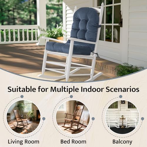 Image of mudilun Adirondack Chair Cushion 44x19x4in for Indoor Rocking Chair Pads | High-resilience foam particles,Thick Tufted, Anti-Slip with Ties,Fits most high back indoor Adirondack & rocking chair Pads