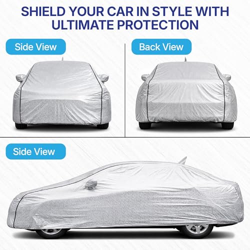 Image of KINGSWAY SilverTech 100% Waterproof Car Cover Only with Tata Curvv EV (Year 2024 Onwards - All Model) | Mirror and Antenna Pockets | Scratchproof | All Weather Car Body Cover