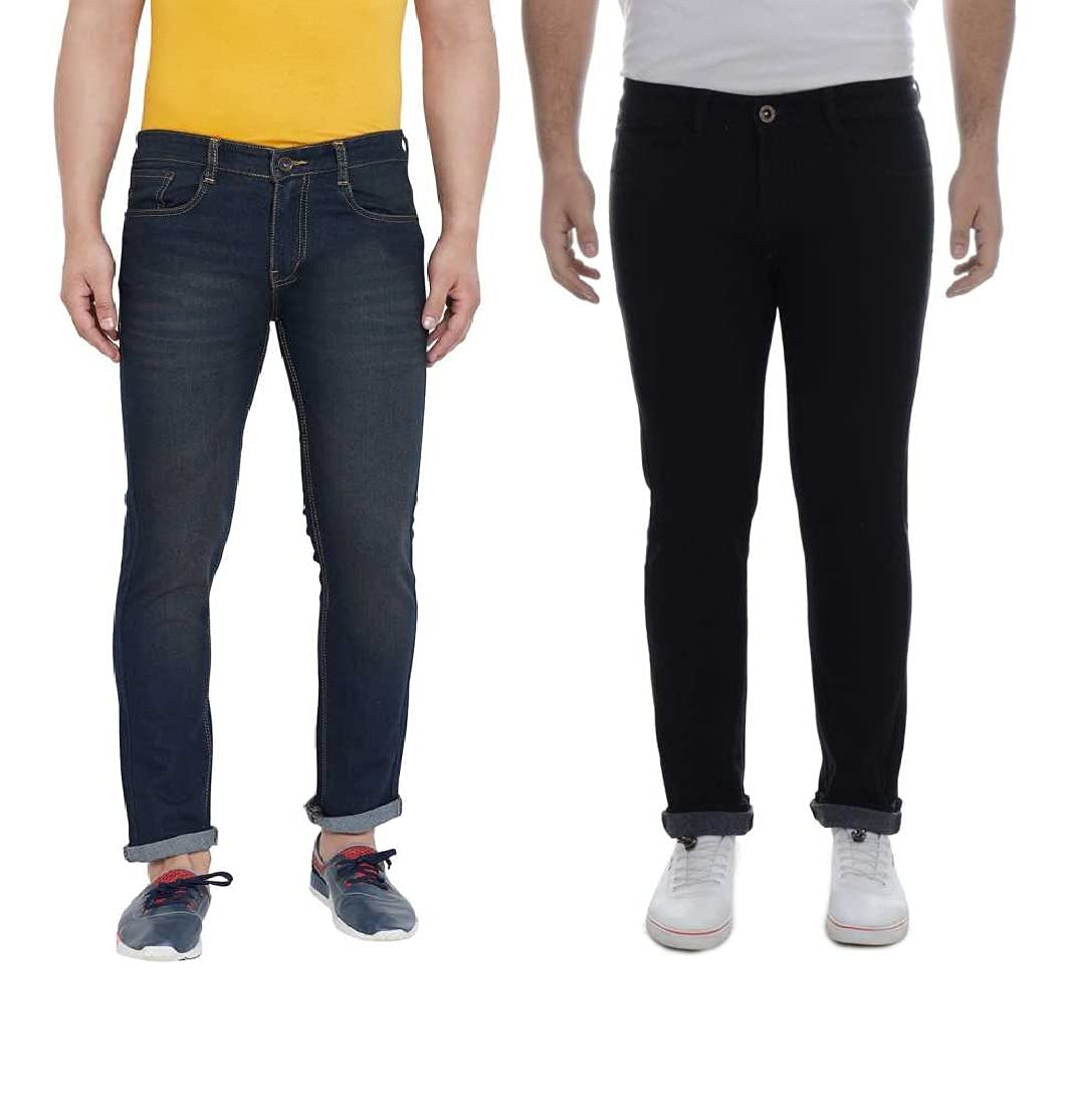 Men's Pack of 2 Regular Fit Stretchable 36 Size Brown & Black Casusal Denim Combo Jeans Pant for Men, CMB-3-image-36
