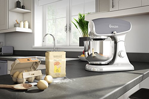 Swan SP33010GRN Retro Batidora amasadora repostería Profesional, Robot cocina cuerpo metal, 8 velocidades, 4,5 Litros, bajo ruido, diseño vintage Gris, 1200W - imagen 2