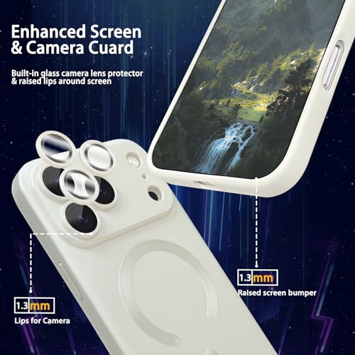 ankofave Magnetic for iPhone 17 Pro Max Case, with Camera Lens Protector, Compatible with Magnetic, Slim Shockproof Bumper Soft Silicone Metallic Luster Phone Case for iPhone 17 Pro Max, White by ankofave - Image 3