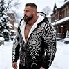 Sudaderas con capucha y cremallera de estilo vintage retro con estampado 3D de Odin y Fenrir, guerreros vikingos, chaqueta de invierno Harajuku 4