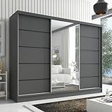 A&J MöbelLand Kleiderschrank Aurelia 2 – Schwebetürenschrank 200 cm breit mit Spiegel, 3-türig,...