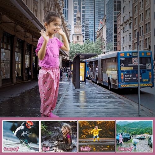 Dioshark Regenhose Mädchen Wasserdichte Matschhose Baby Kleinkind Rosa Einhorn Sommer Dünn Buddelhose mit Reflektor Regenlatzhose Ohne Träger Gefüttert Atmungsaktive Fahrrad Schule für Alter 1-2 Jahre