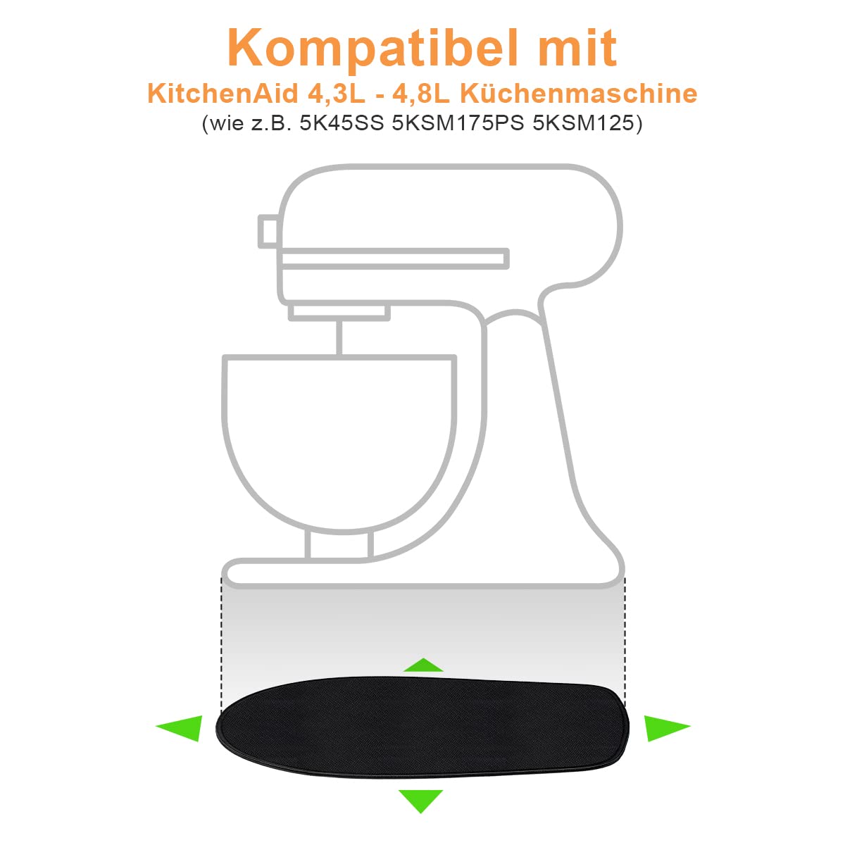 Tappetino Scorrevole Per Planetaria KitchenAid - Gomma Antiscivolo Per Modelli 4.3L-4.8L, Facile Da Pulire - Foto 3