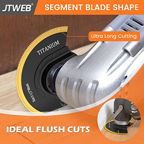 Jtweb 5Pcs Titanium Oscillating Saw Blades Kit, Titanium Oscillating Multitool Blades For Metal Wood Nails Screws And Hard Material Cutting, Quick Release Oscillating Tool Blades Fit Multiple Models #TOP3