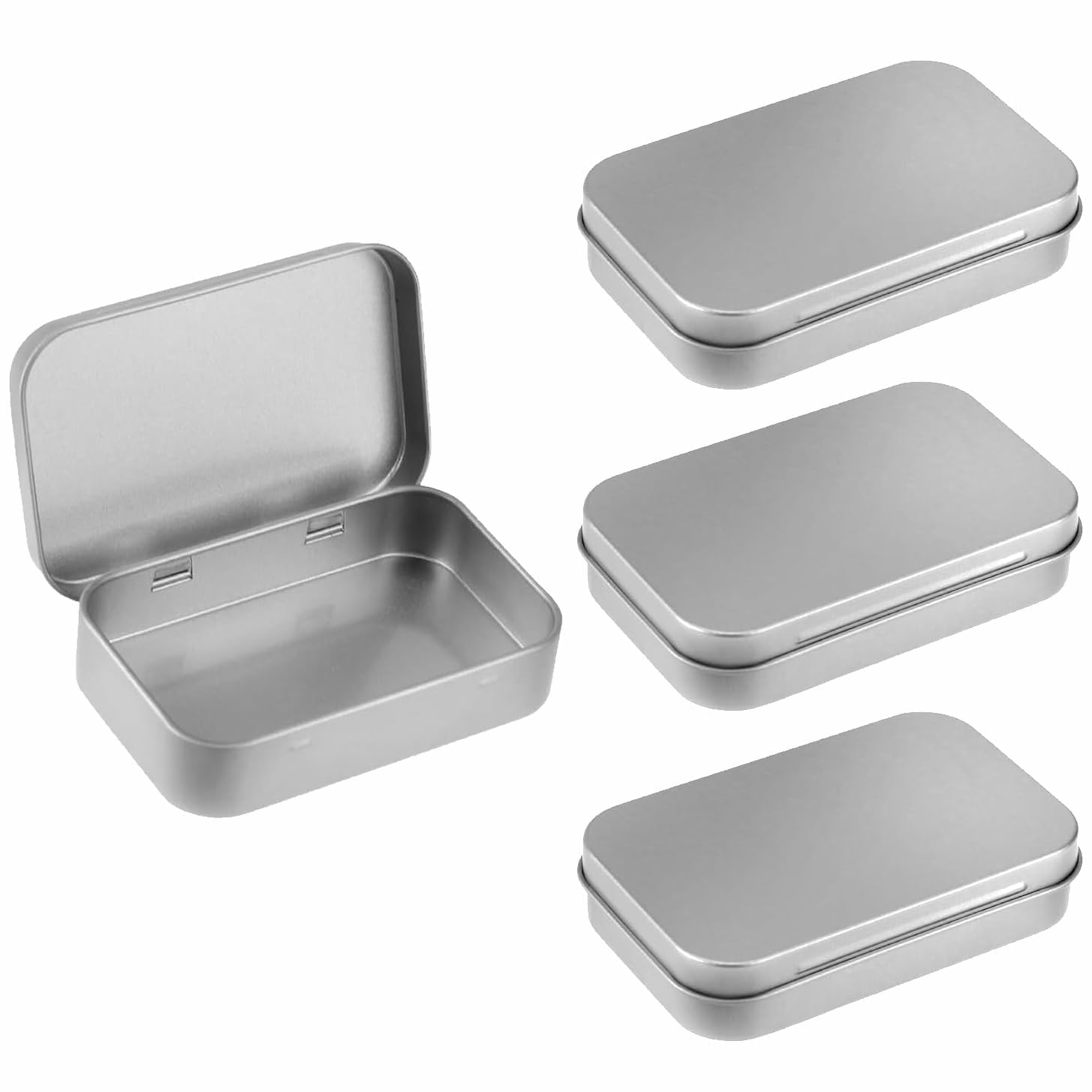 Silver Aluminium Small Tin - Portable Rectangular Metal Hinged Tin Box Container Mini Portable Small Storage Container with Lid for Make Up, Candles, Jewellery (Pack - 1)-image-38