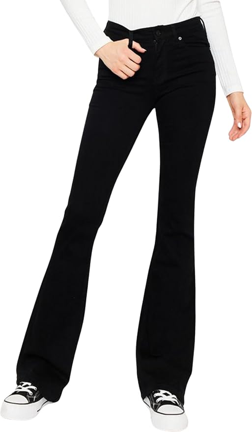Kan Can Women's Mid Rise Flare Hem Jeans at Amazon Women's Jeans store