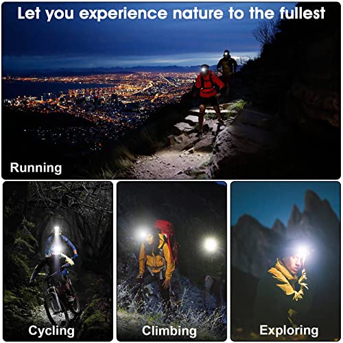 Amaker Led Rechargeable Headlamp, 90000 Lumens Super Bright With 5 Modes & Ipx6 Level Waterproof Usb Rechargeable Zoom Headlamp, 90° Adjustable For Outdoor Camping, Running, Cycling,Climbing, Etc. #TOP6
