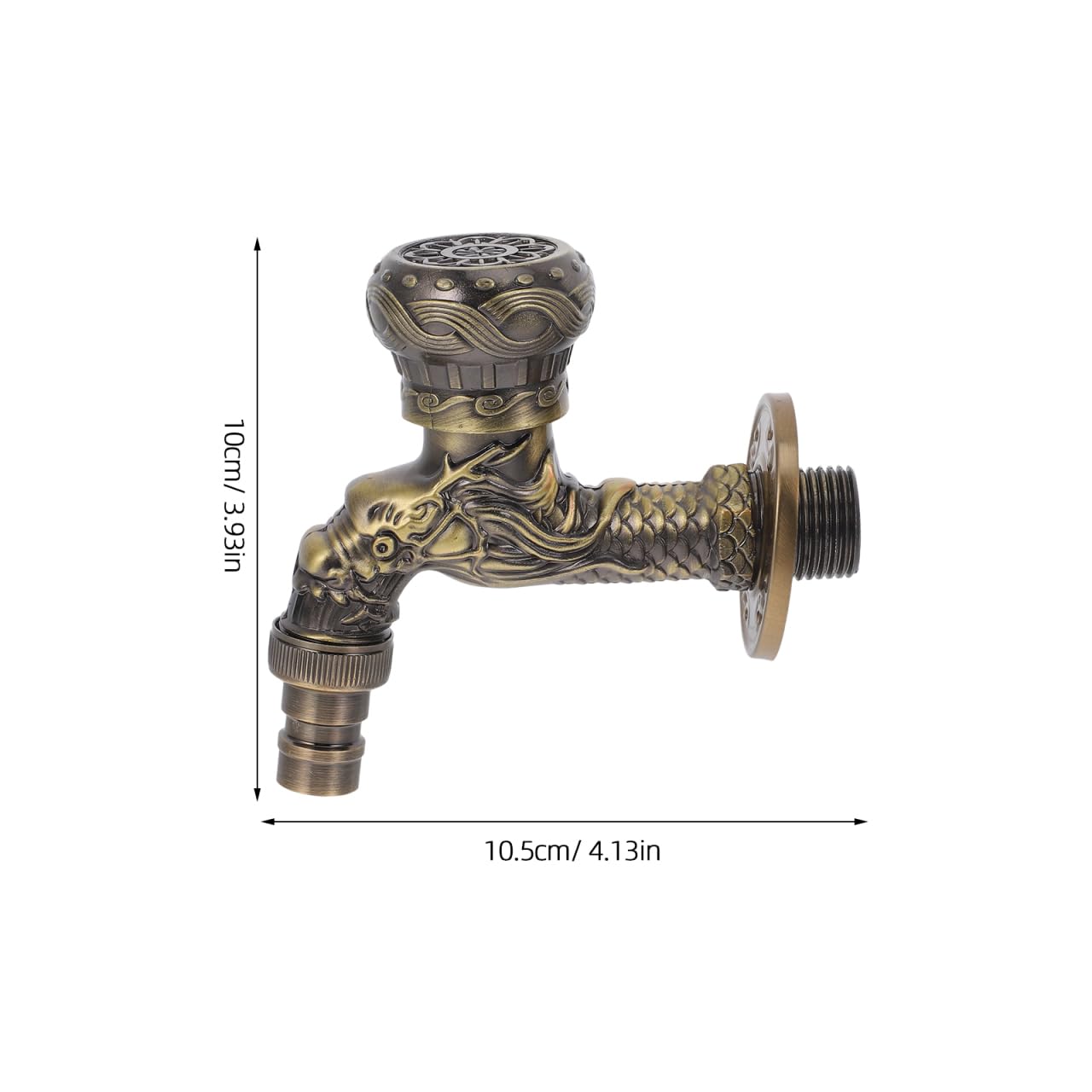 HOMSFOU Antique Brass Wall Mounted Tap Dragon Design Frostproof Water Tap Nozzle for Garden Kitchen Bathroom Traditional Basin Taps Indoor Outdoor - Image 2