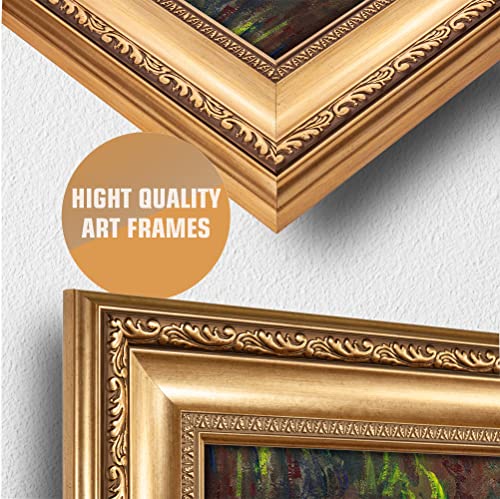 Water Lily Pond 1900 by Claude Monet Framed Size:26x22 inches,Image Size:20x16 inches World Classic Reproductions For HomeDecor,Wide Gold Frame - Image 3