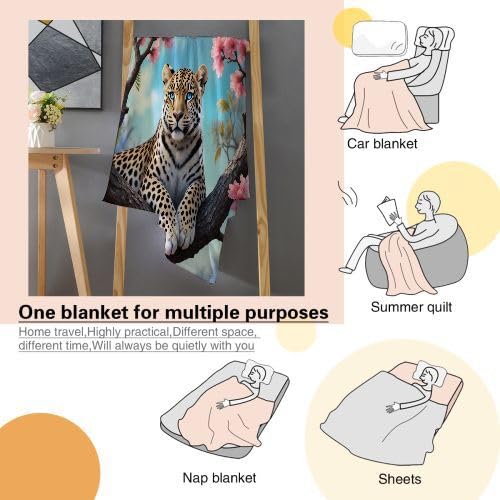 Podwójny koc polarowy 220 x 240, zwierzę lampart, całkowity komfortowy koc 220 x 240 cm | Rozmiary king size, delikatna i trwała tkanina, luksusowy sen B216