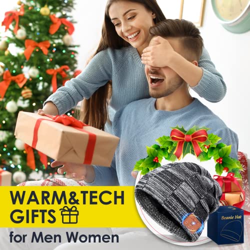 Bluetooth Beanie Hat With Headphones - Unisex Wireless Music Winter Running Hat For Mens Women, Black Knitted And Soft Warm Fleece Lined Skull Cap With Speakers, Sloughy Stocking Stuffer For Ski Teen #TOP2