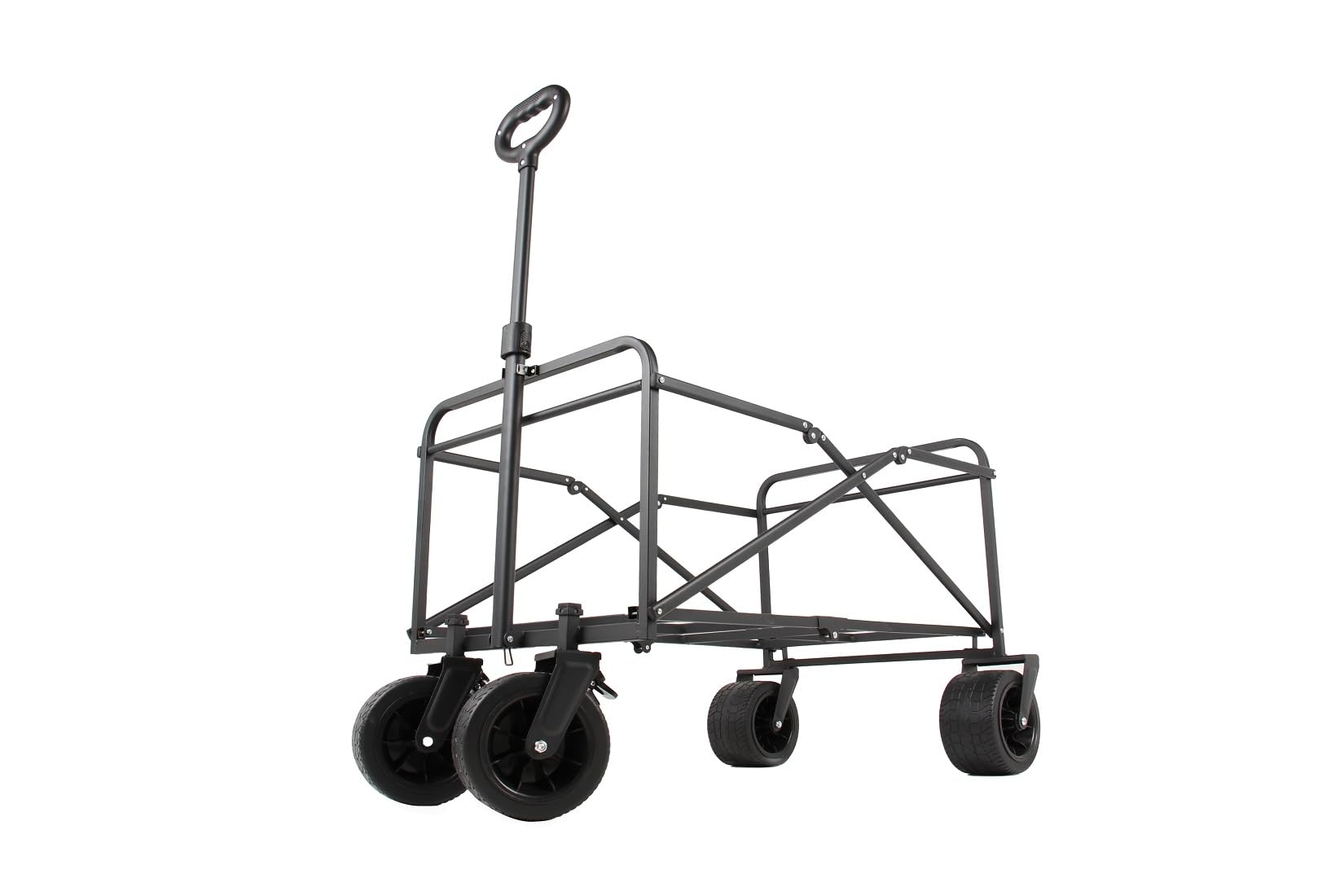 Chariot de Plage Pliable, Chariot de Jardin, Chariot de Transport à roulettes Tout Terrain,Roue Large, Poignée Réglable Charrette pour Extérieur Camping Pique-Nique BBQ Solide (Noir)