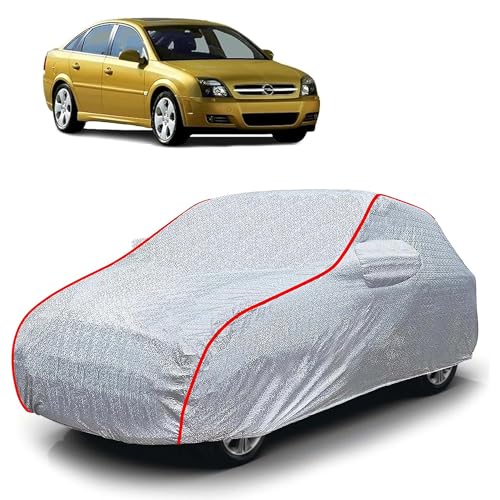 Image of Sulfar 100% Waterproof Car Body Cover Compatible with Mirror for Opel Vectra (Triple Stitched, Full Bottom Elastic, Magic Silver with Red Piping)