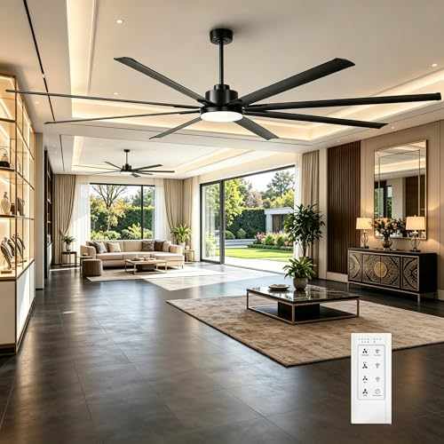 100 Inch Large Ceiling Fans with Lights and Remote Indoor Outdoor Big Fans