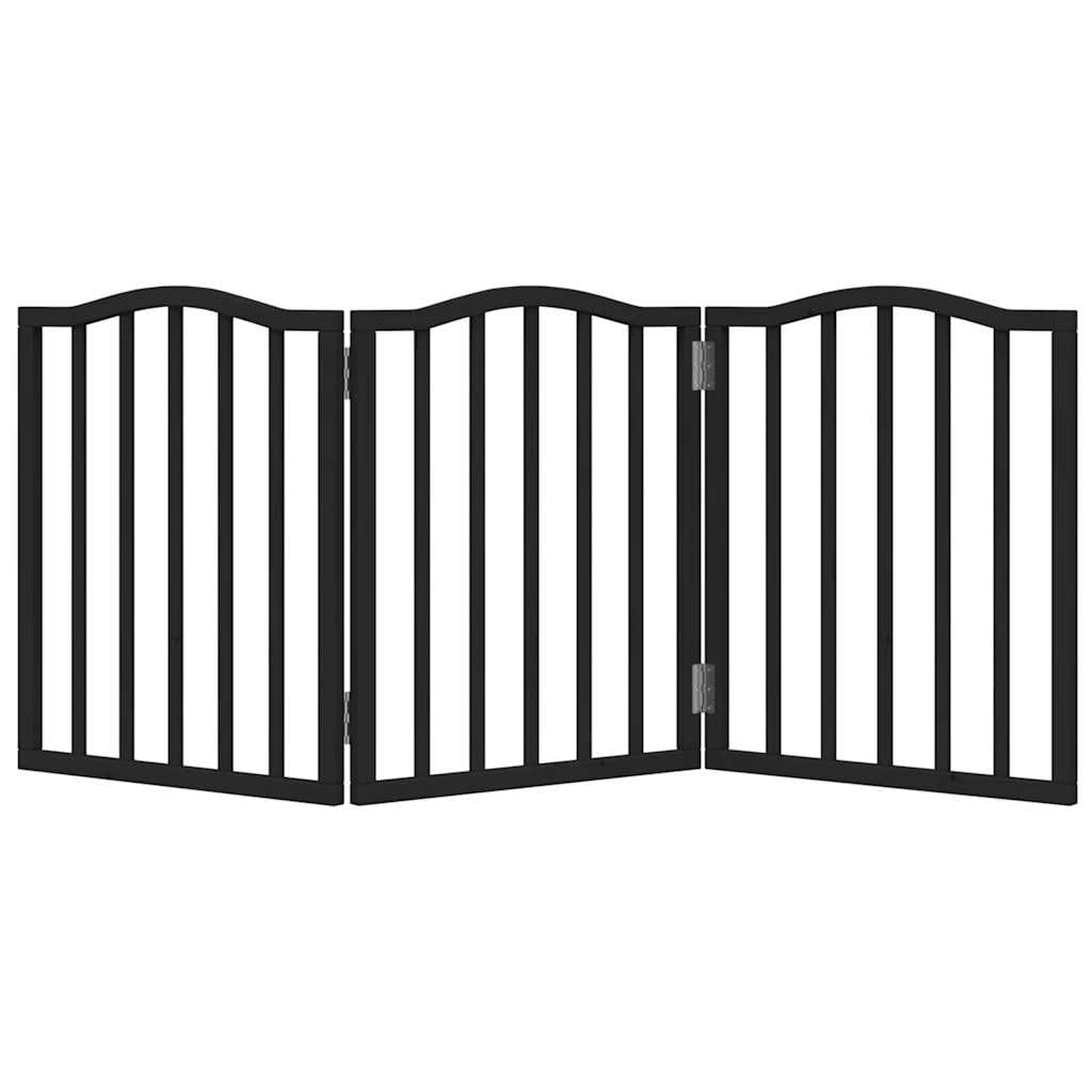 3-TLG. Hundetor Faltbar Schwarz 150 cm Pappelholz | Wasserbasierte Lackierung, Einfach zu Reinigen, Ohne Bohren Montierbar, Platzsparend Zusammenfaltbar
